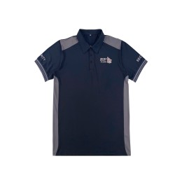Large supply of men's short-sleeved polo shirts, black polo shirts, contrasting colors on the sides, embroidered logo, pull-up beading, striped sleeve edges P1560 Large supply of men's short-sleeved polo shirts, black polo shirts, contrasting colors on the sides, embroidered logo, pull-up beading, striped sleeve edges P1560
